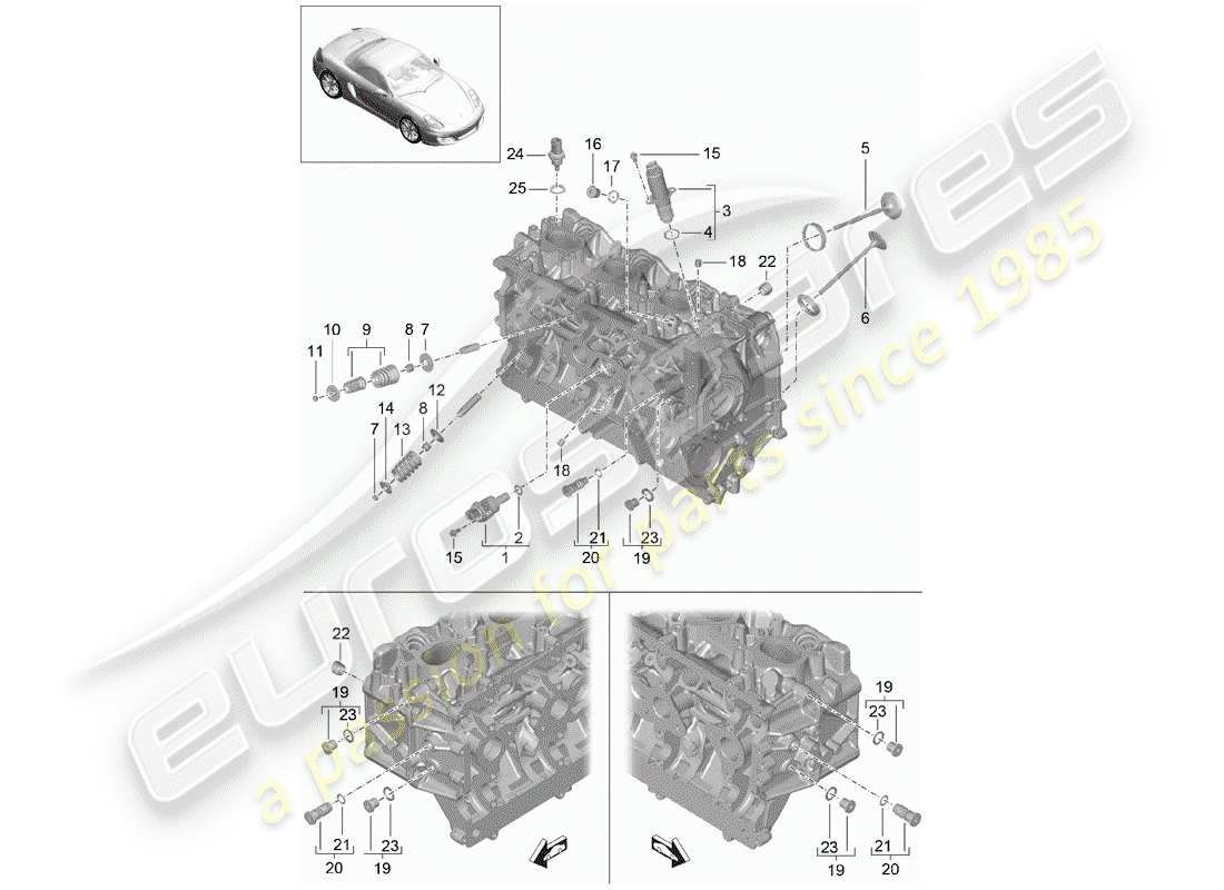 porsche 2015 (981 boxster) schema delle parti della testa cilindro