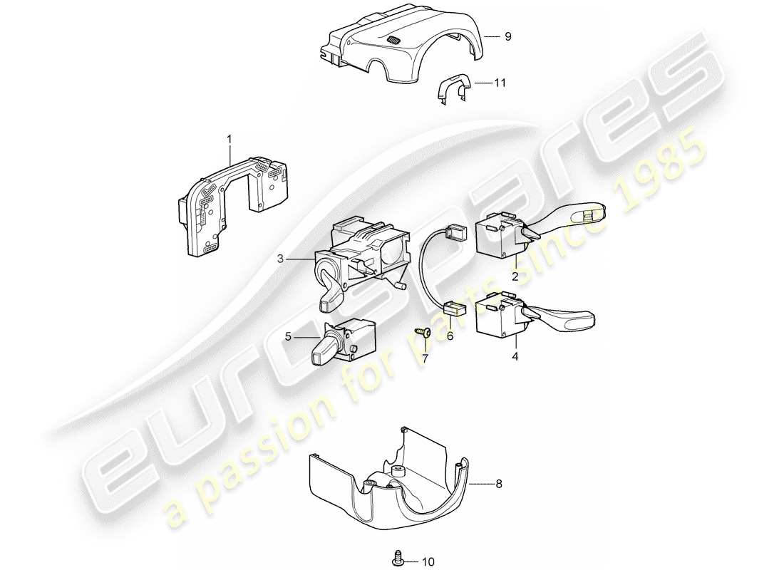 porsche 2009 997-2 turbo / gt2 interruttore piantone dello sterzo schema delle parti