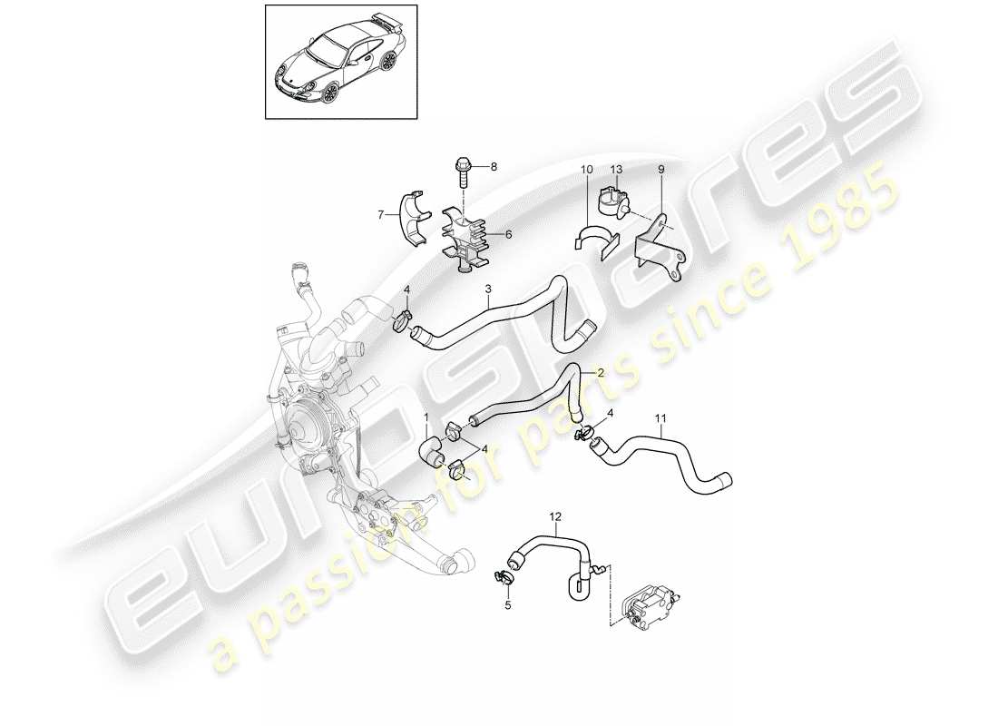 porsche 2008 (997-1 gt3) diagramma delle parti di linee
