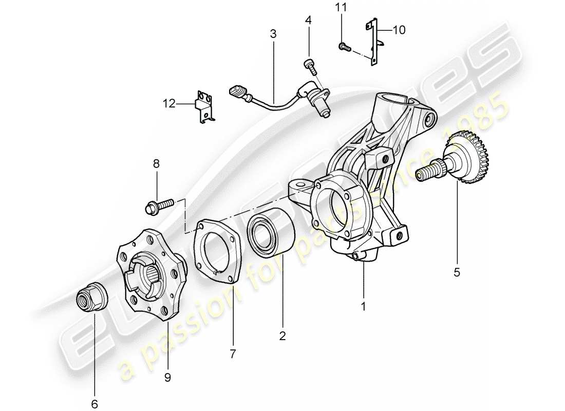 porsche 2008 (997-1 gt3) schema delle parti portaruota