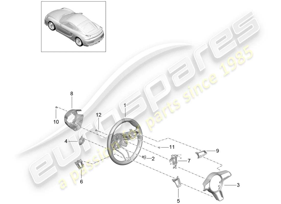 porsche 2016 (981 cayman gt4) volanti schema delle parti