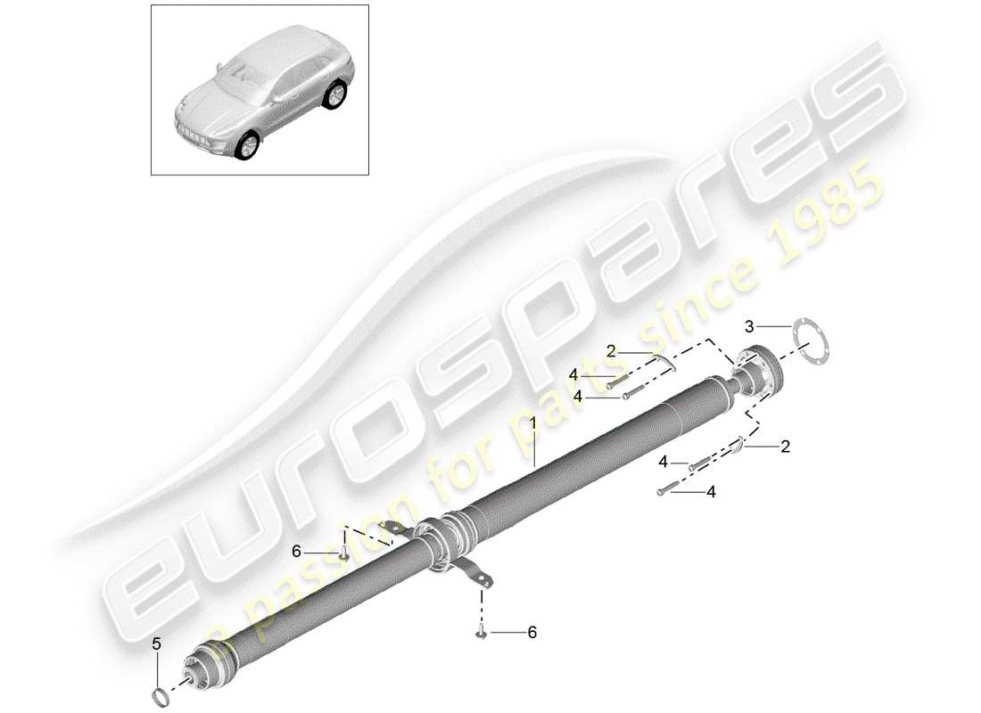 porsche 2016 (macan) albero dell'elica diagramma delle parti