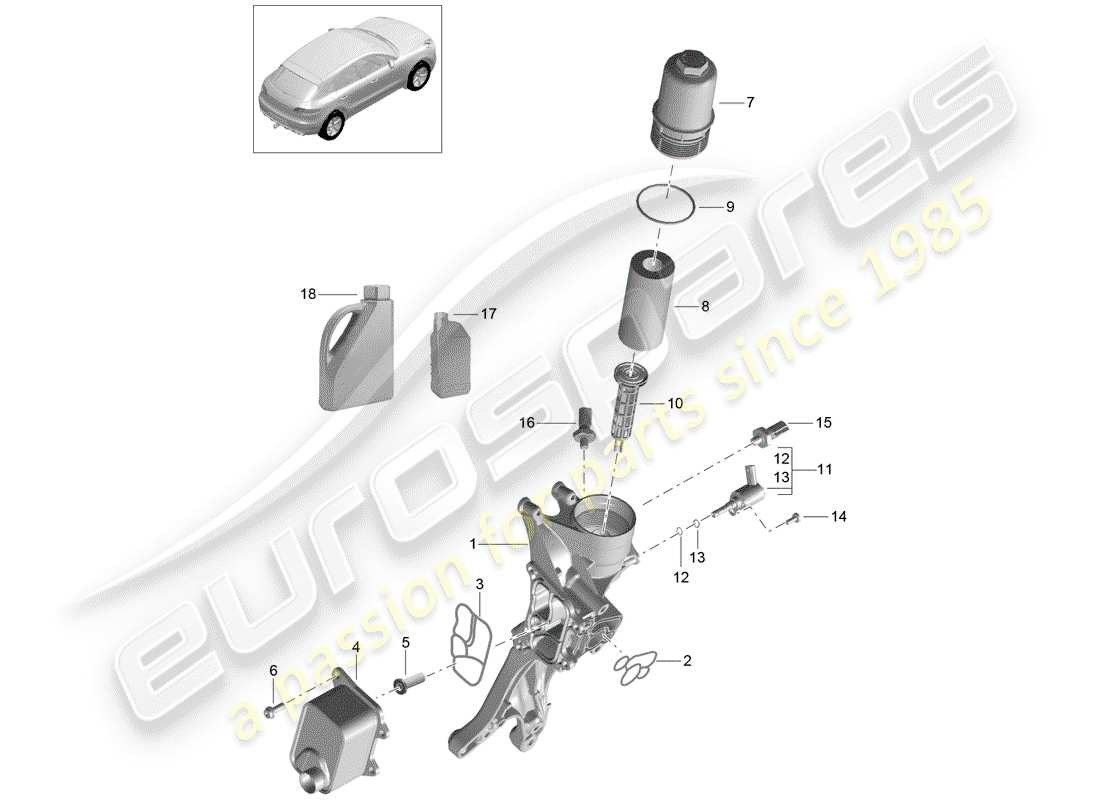 porsche 2015 (macan) alloggiamento conduttivo dell'olio diagramma delle parti