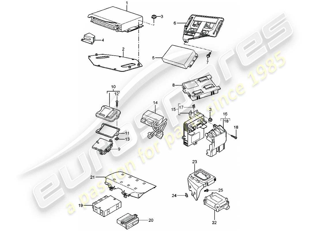 porsche 2008 (987 boxster) unità di controllo diagramma delle parti