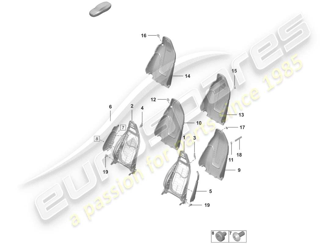 porsche 2020 (992-1) telaio - schienale diagramma delle parti