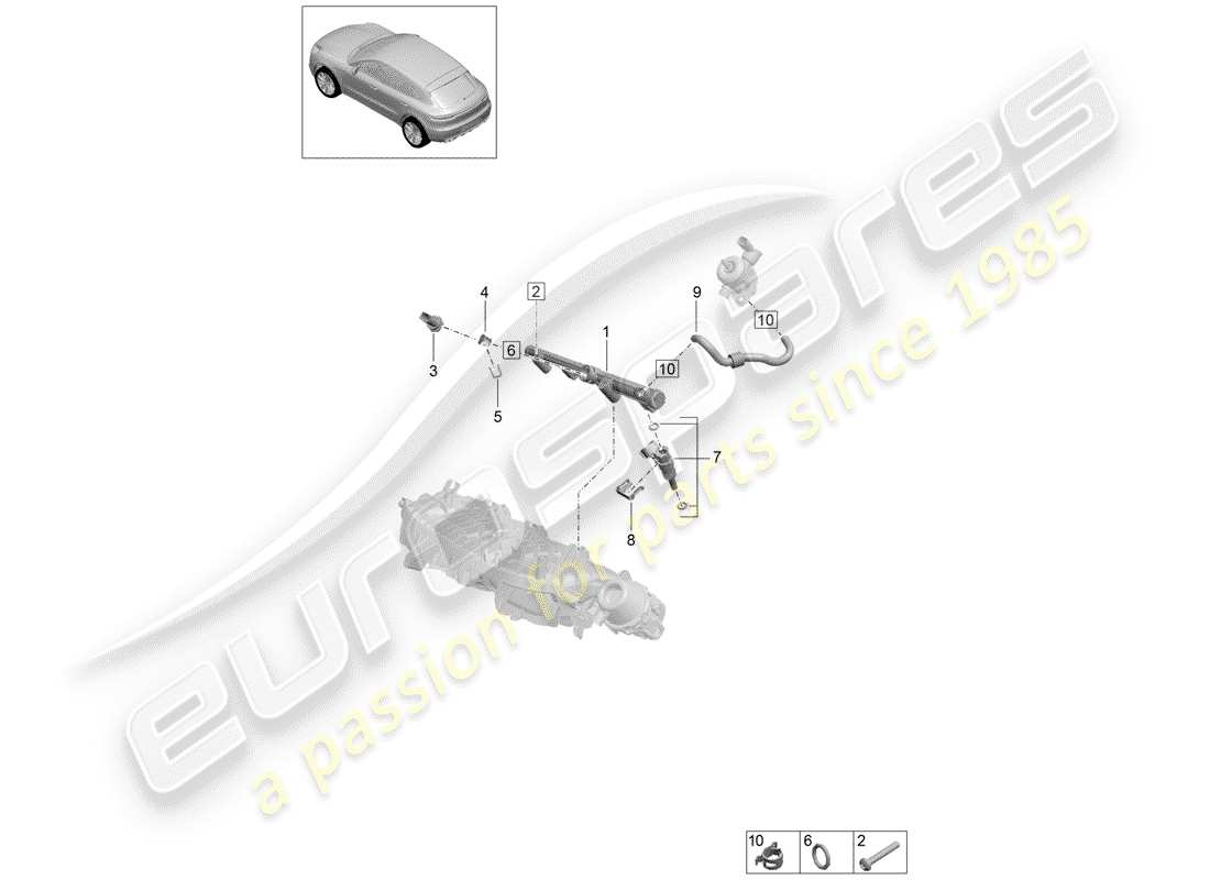 porsche 2020 (macan) tubo raccolta carburante schema delle parti
