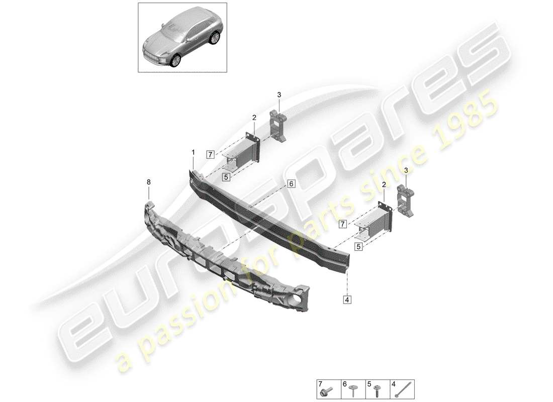 porsche 2019 (macan) staffa paraurti diagramma delle parti