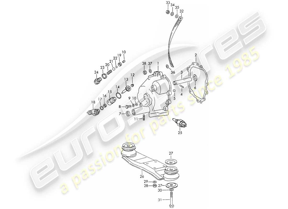 porsche 1966 (911/912) coperchio trasmissione - sospensioni trasmissione - sportomatic schema delle parti