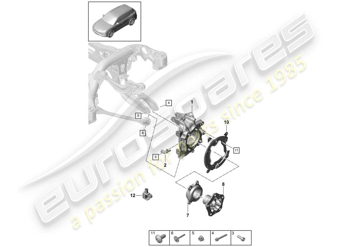 porsche 2018 (cayenne e3 9ya/9yb) portaruota diagramma delle parti