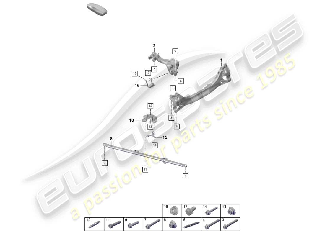 porsche 2019 (992-1) traversa dell'asse posteriore diagramma delle parti