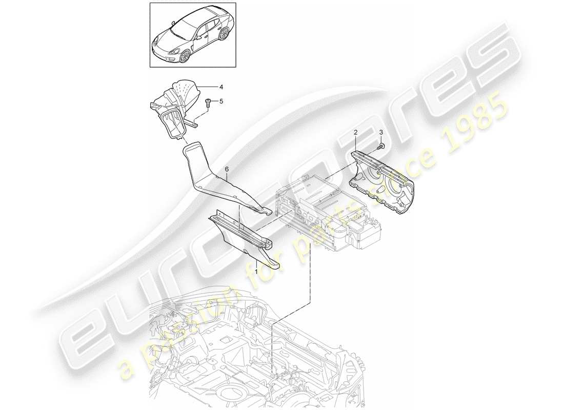 porsche 2011 (panamera 970) diagramma delle parti del condotto dell'aria