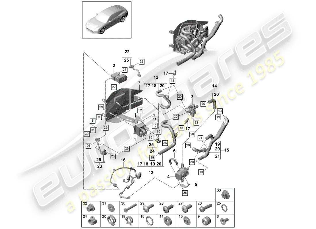 porsche 2017 (panamera 971-1) diagramma delle parti dell'evaporatore