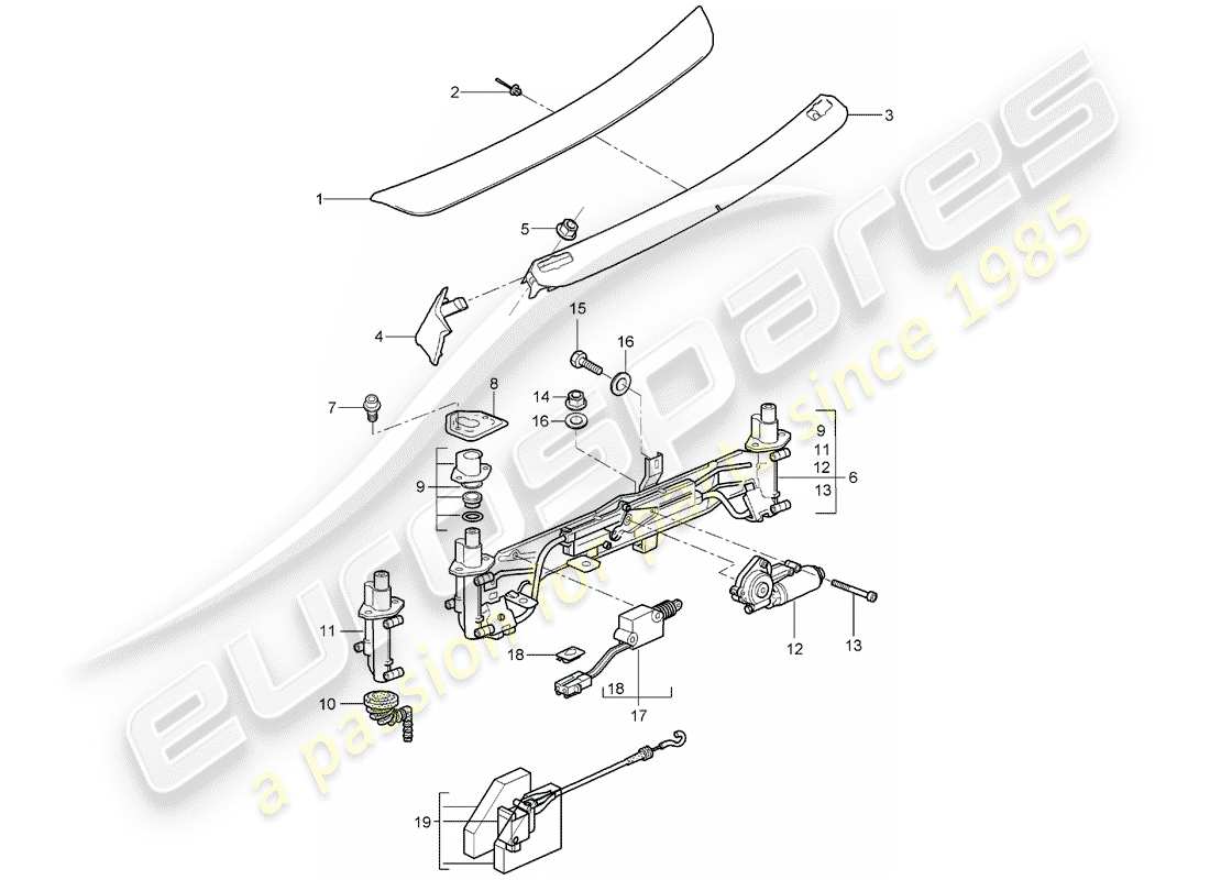 porsche 2005 (987 boxster) spoiler posteriore diagramma delle parti