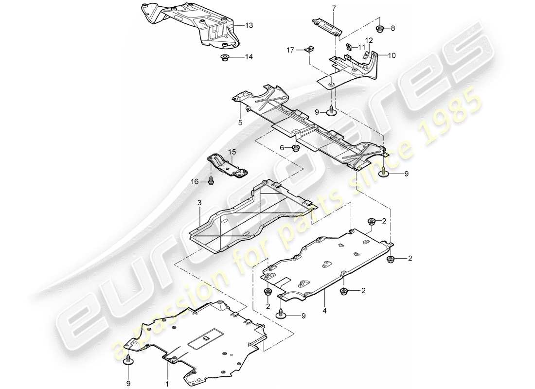 porsche 2007 (987 boxster) finiture diagramma delle parti