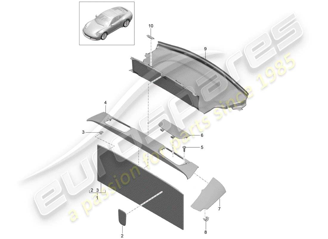 porsche 2017 (991-2) liner diagramma delle parti