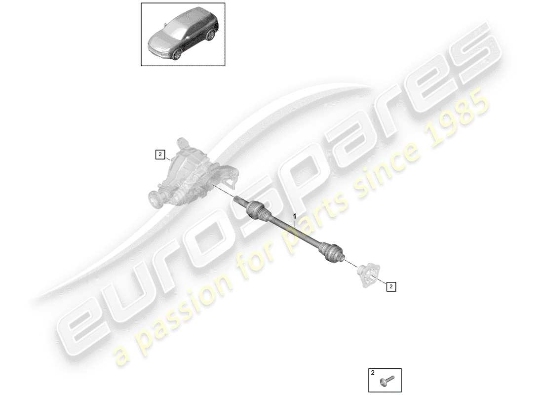 porsche 2018 (cayenne e3 9ya/9yb) albero di trasmissione diagramma delle parti
