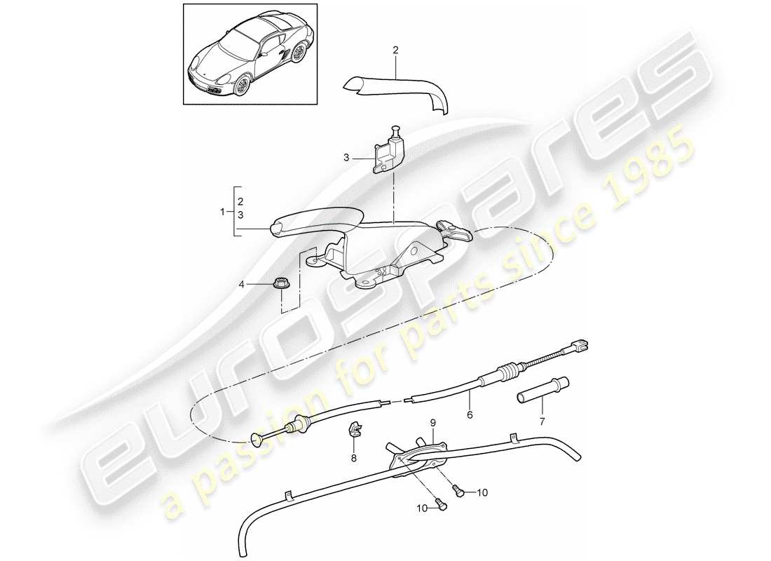 porsche 2011 (987 cayman) freno a mano diagramma delle parti