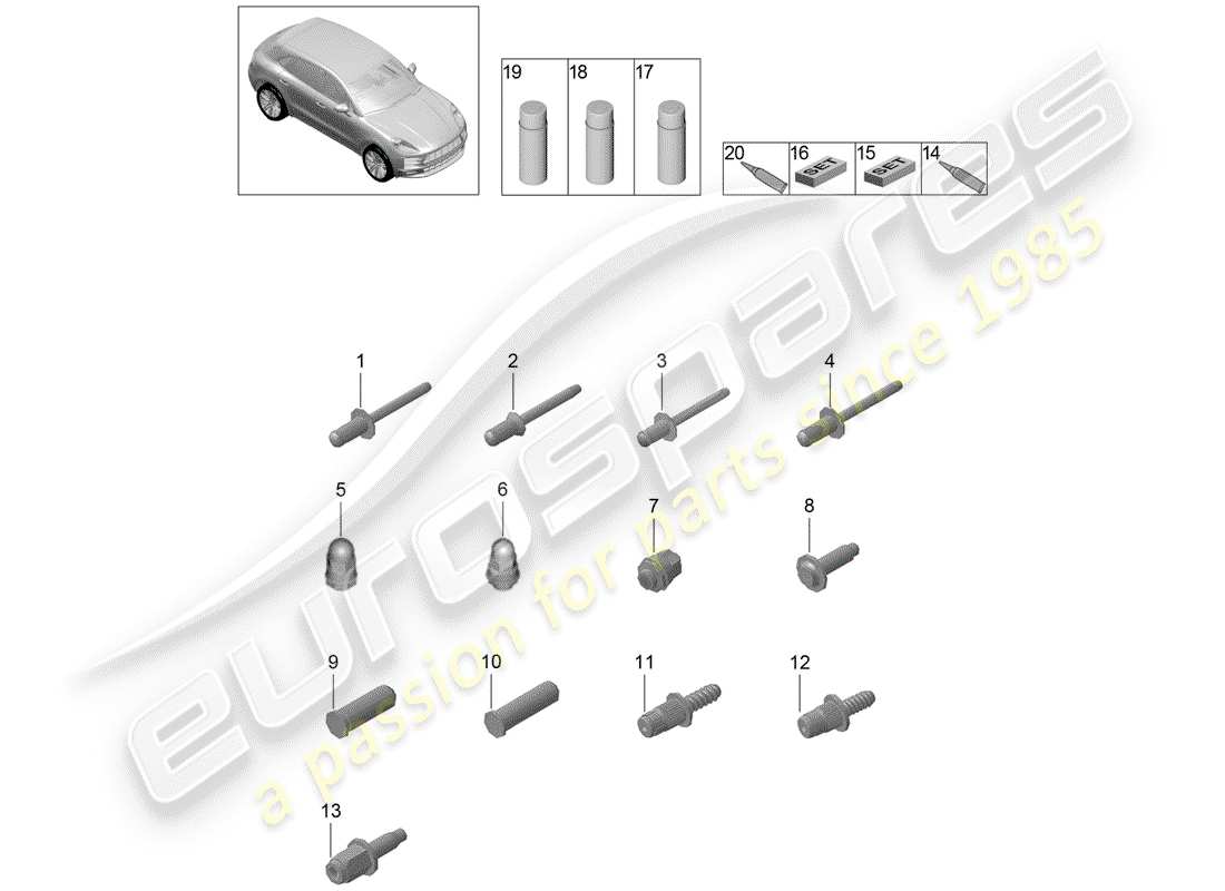 porsche 2019 (macan) fissaggi diagramma delle parti