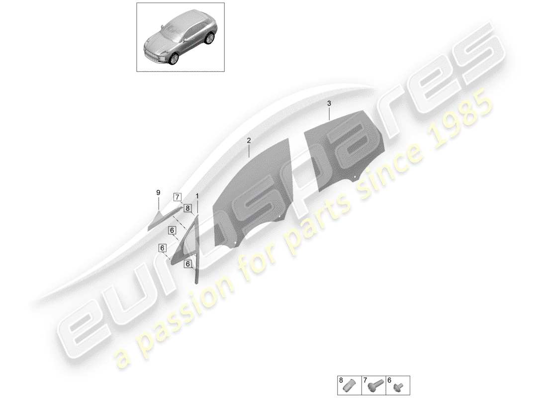 porsche 2019 (macan) fissaggi diagramma delle parti
