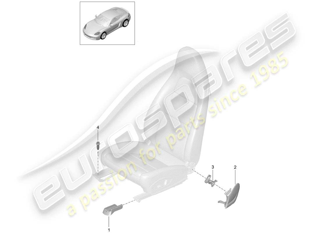 porsche 2017 (718 cayman) sedile sportivo diagramma delle parti