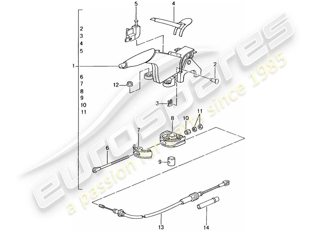 porsche 2002 (996 gt3) leva freno a mano diagramma delle parti