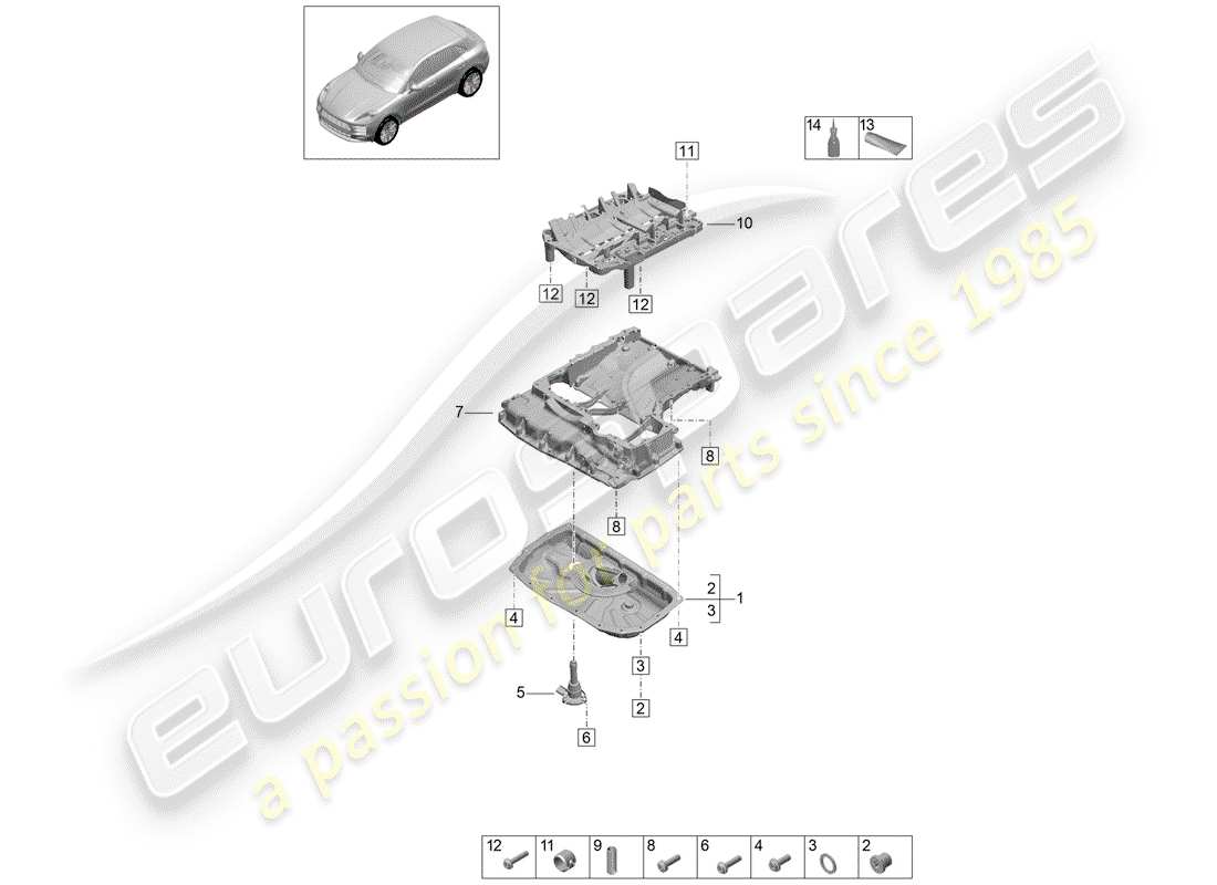porsche 2019 (macan) alloggiamento conduttivo dell'olio diagramma delle parti