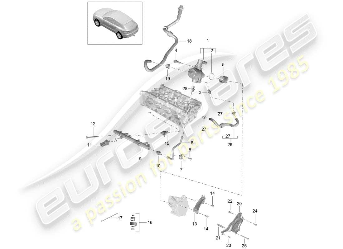 porsche 2016 (macan) tubo raccolta carburante schema delle parti