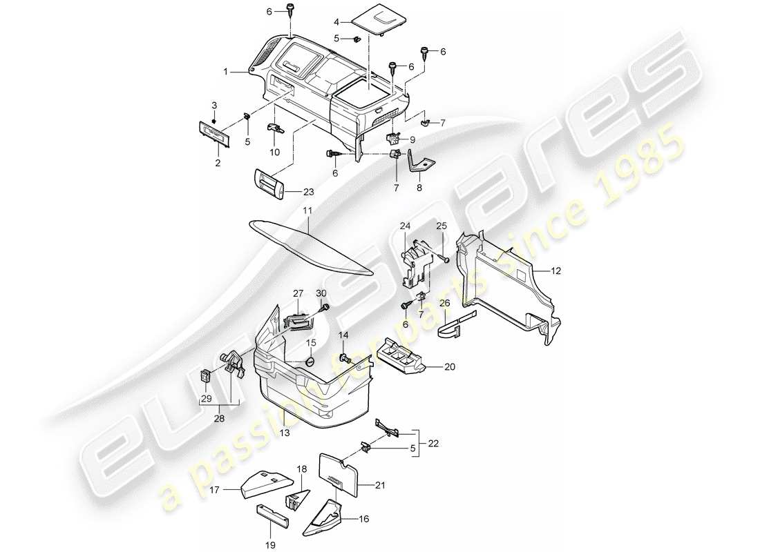 porsche 2009 997-2 turbo / gt2 vano bagagli schema delle parti