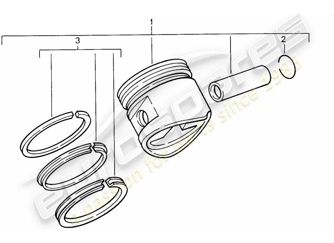 porsche 1992 (968) pistone - segmenti pistone diagramma delle parti