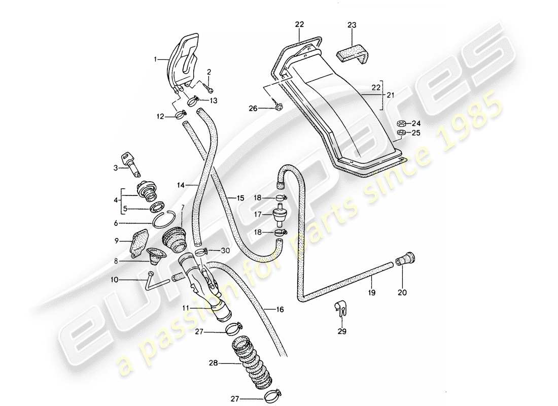 porsche 1992 (968) collo di riempimento diagramma delle parti