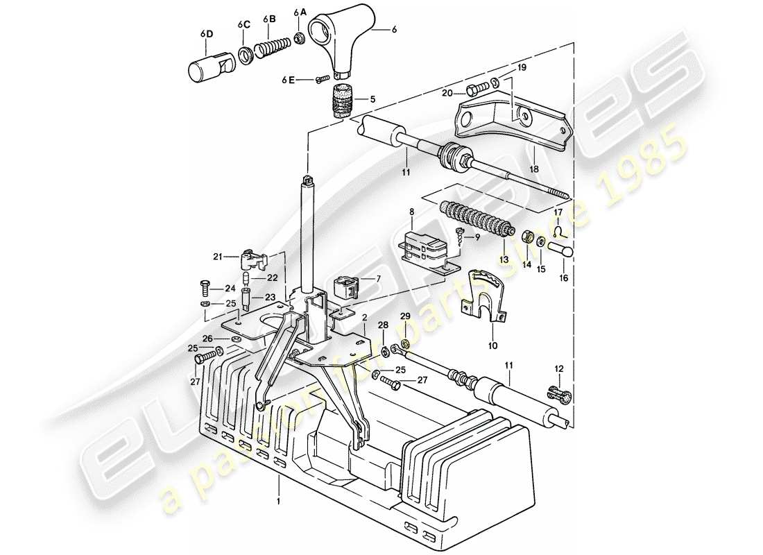 porsche 1986 (944) attuatore - per - cambio automatico schema delle parti