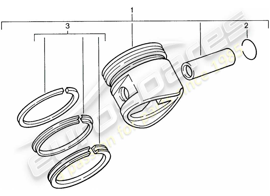 porsche 1991 (944) pistone - segmenti pistone diagramma delle parti