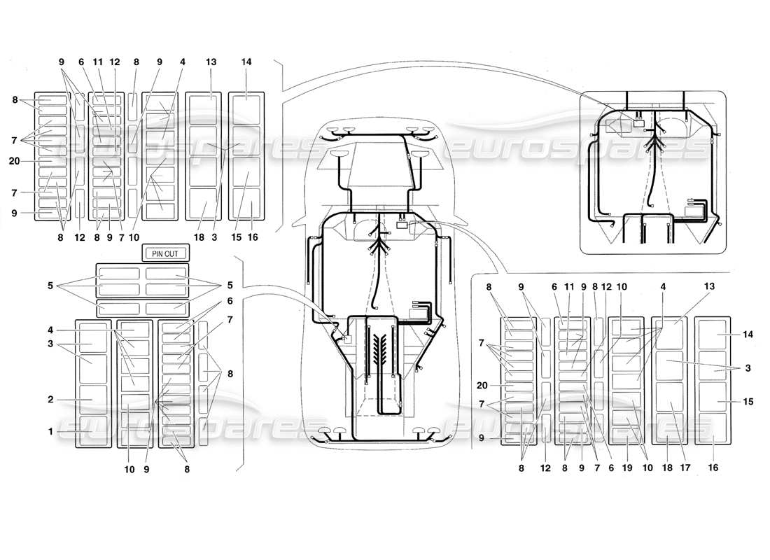 lamborghini diablo roadster (1998) sistema elettrico diagramma delle parti