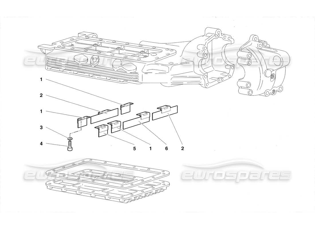 lamborghini diablo roadster (1998) diagramma delle parti dei deflettori della coppa dell'olio