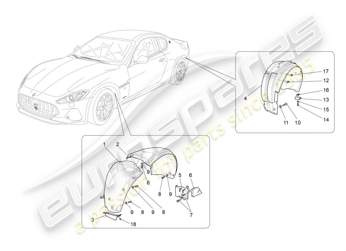 maserati granturismo s (2020) timoneria e coperchi diagramma delle parti