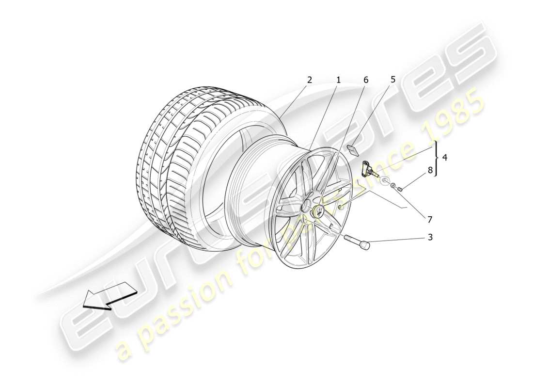 maserati qtp 3.0 tds v6 275hp (2015) diagramma delle parti di ruote e pneumatici