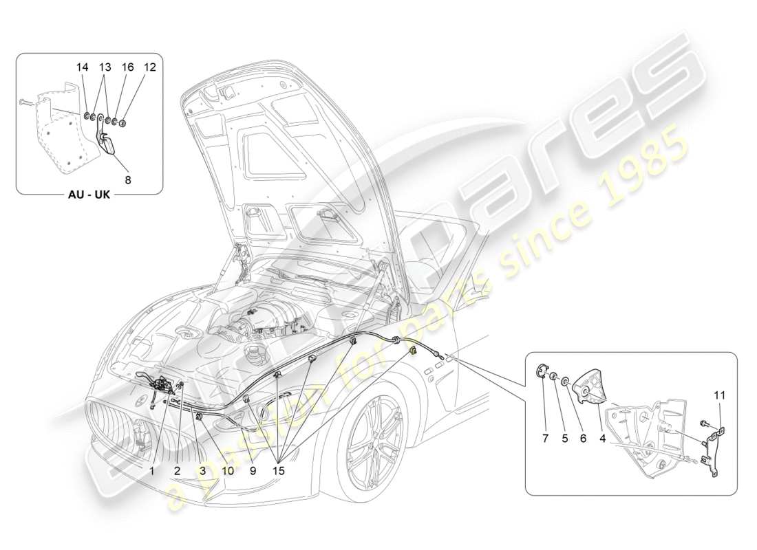 maserati qtp 3.0 tds v6 275hp (2015) diagramma delle parti del pulsante di apertura del coperchio anteriore