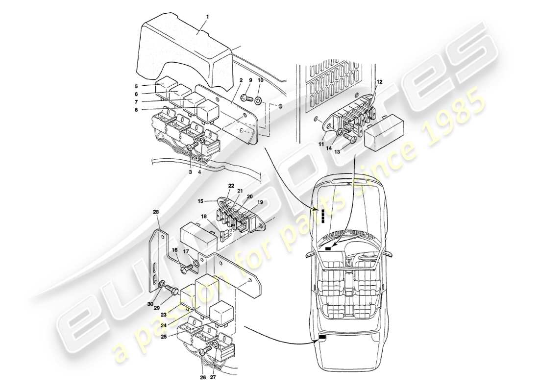 aston martin v8 volante (2000) relè, vin 89027 sul diagramma delle parti