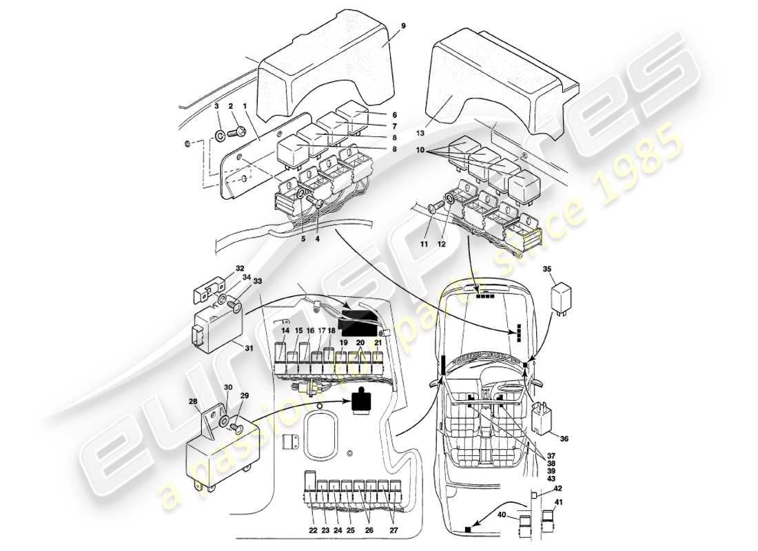 aston martin v8 volante (2000) relè, vin 89027 sul diagramma delle parti