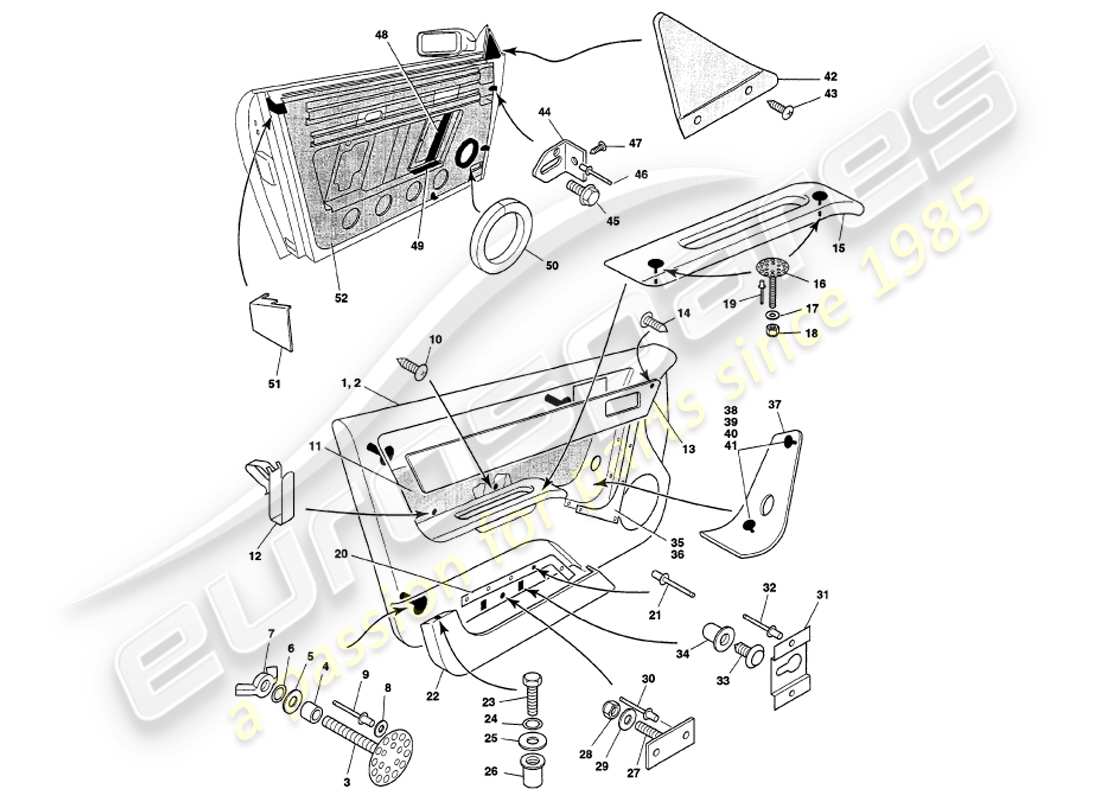 aston martin v8 volante (1999) involucro della porta diagramma delle parti