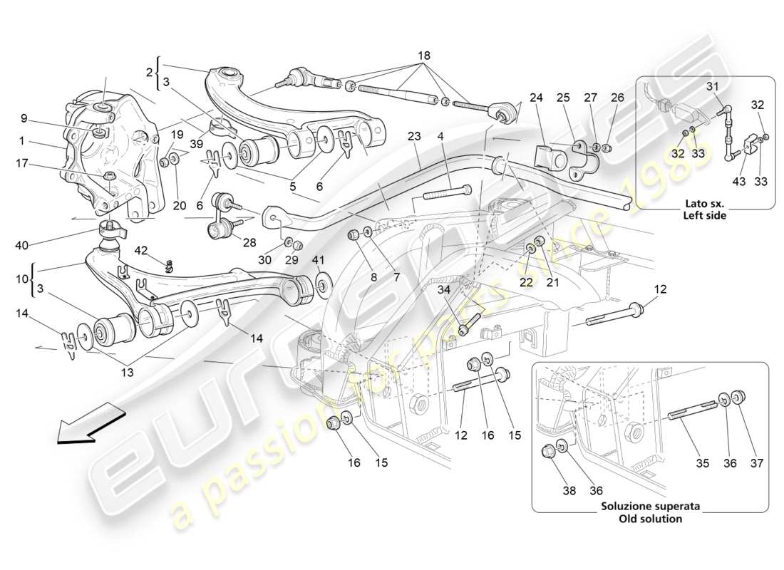 maserati qtp 3.0 tds v6 275hp (2015) diagramma delle parti della sospensione posteriore