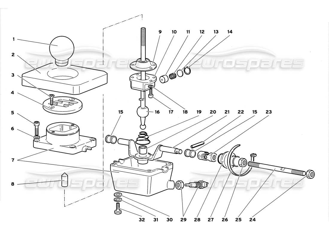 lamborghini diablo gt (1999) torre di controllo del cambio diagramma delle parti