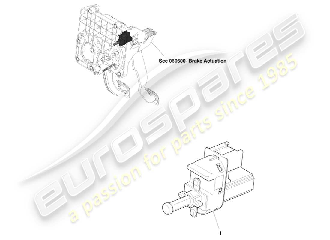 aston martin v8 vantage (2007) diagramma delle parti dell'interruttore del pedale della frizione