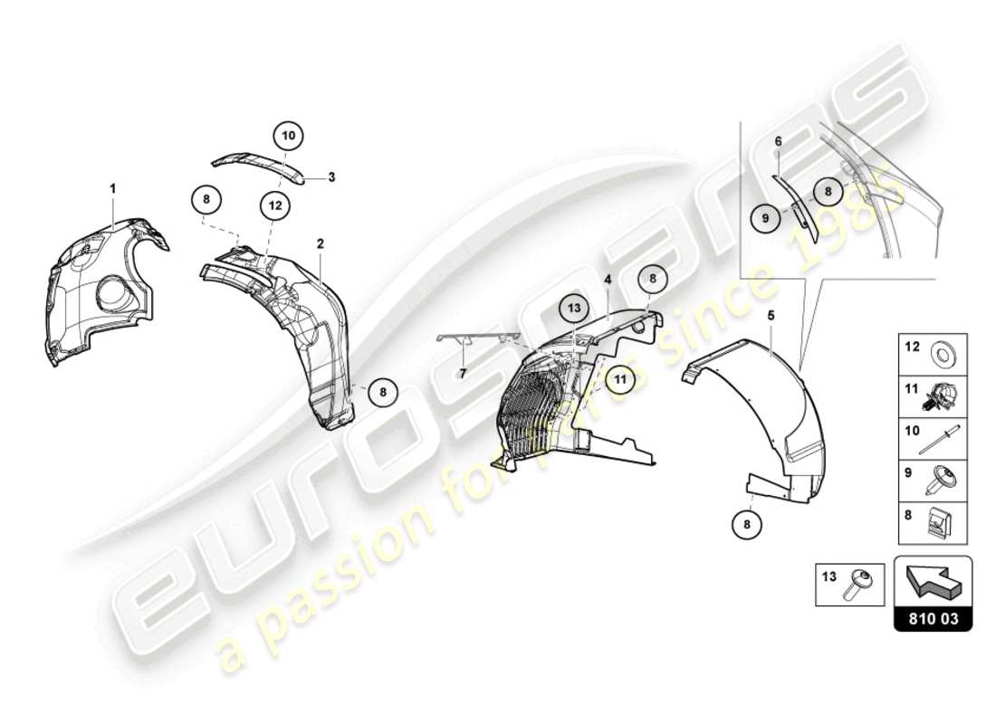 lamborghini sian (2020) rivestimento del passaruota diagramma delle parti