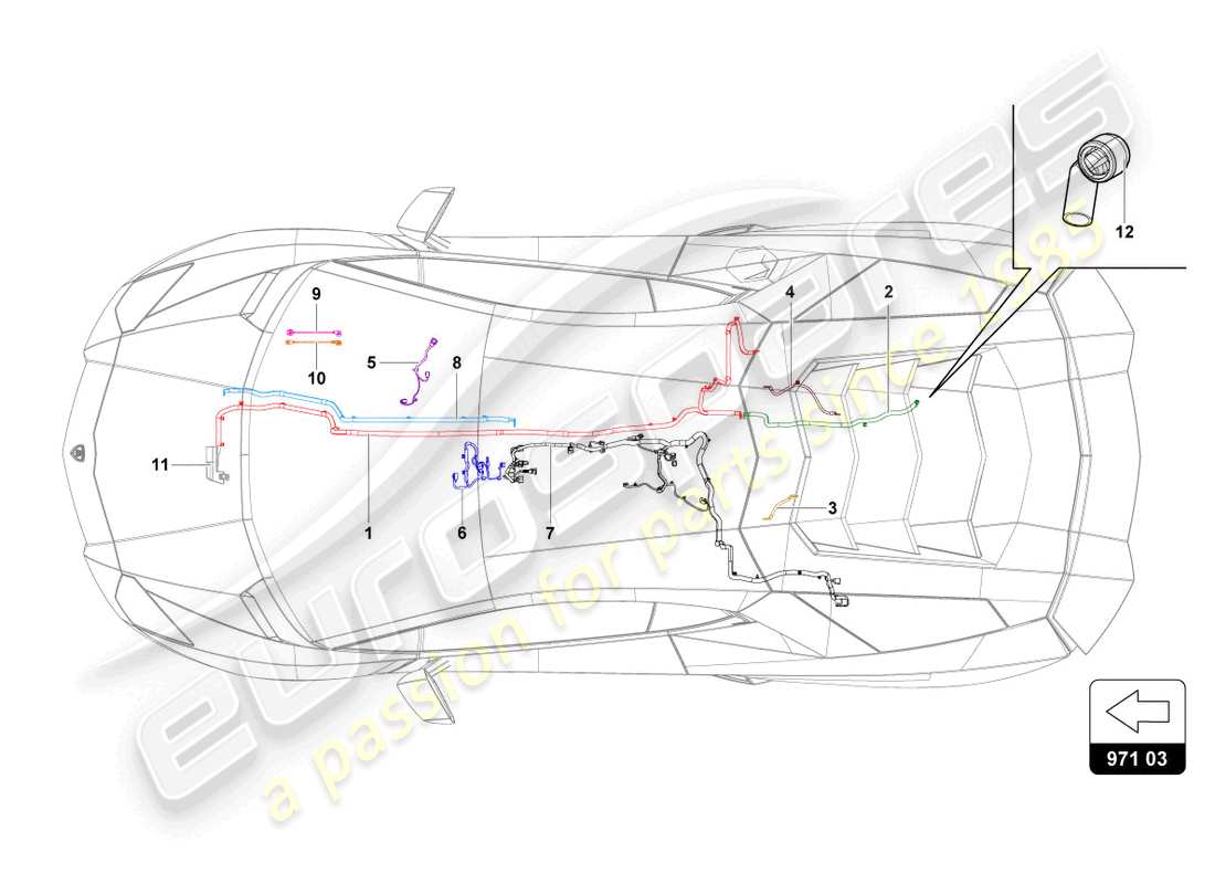 lamborghini lp720-4 roadster 50 (2014) schema delle parti dell'impianto elettrico