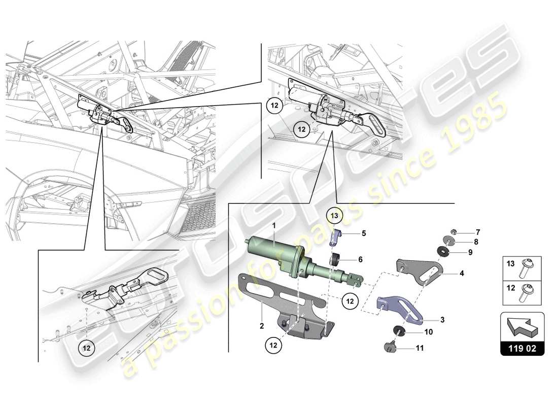 lamborghini lp700-4 coupe (2016) motore per deflettore del vento schema delle parti