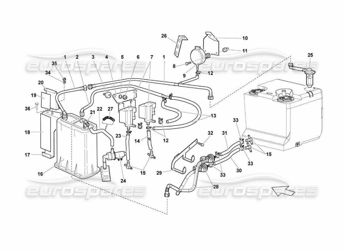 lamborghini murcielago lp670 sistema di alimentazione carburante diagramma delle parti