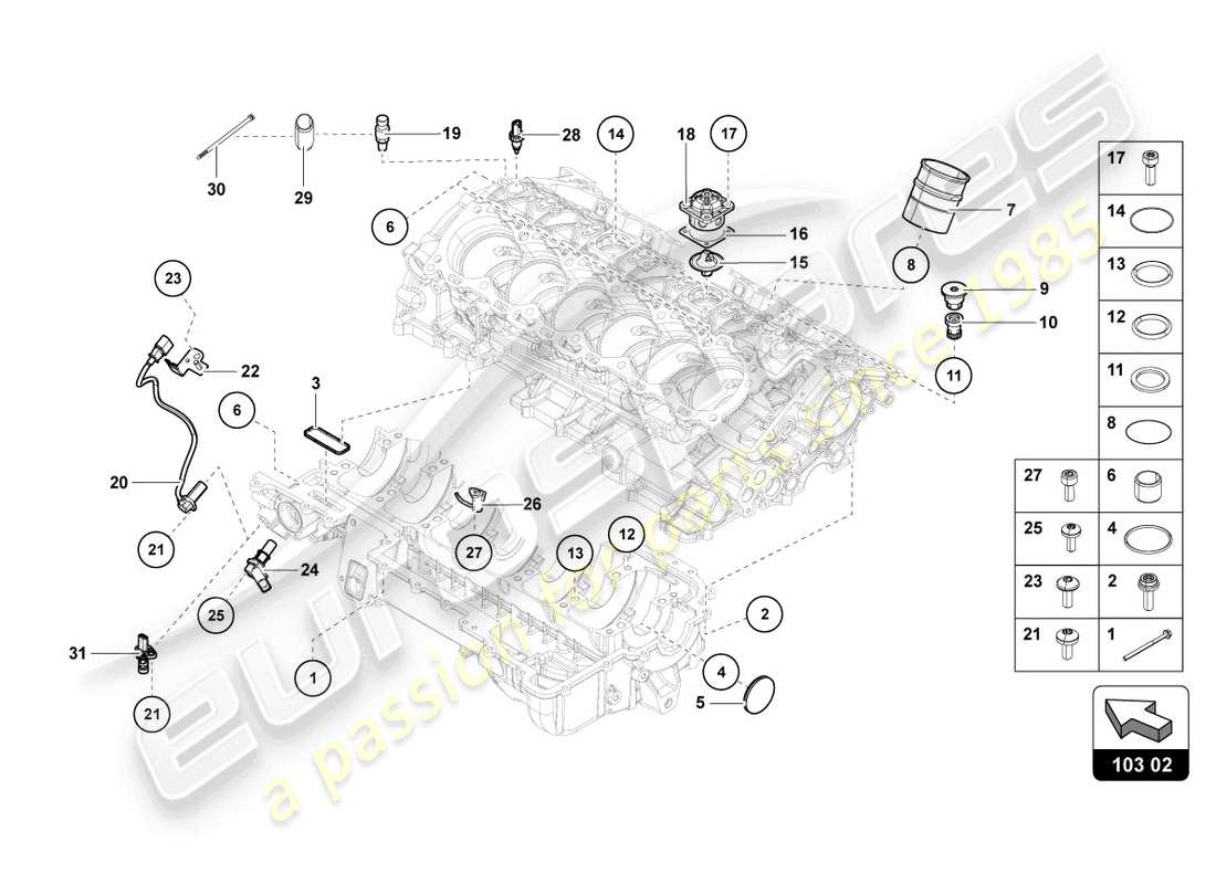 lamborghini sian (2020) schema delle parti della coppa dell'olio