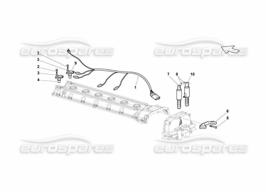 lamborghini murcielago lp670 diagramma della parte della testata cilindrica dei sensori di fase sinistra