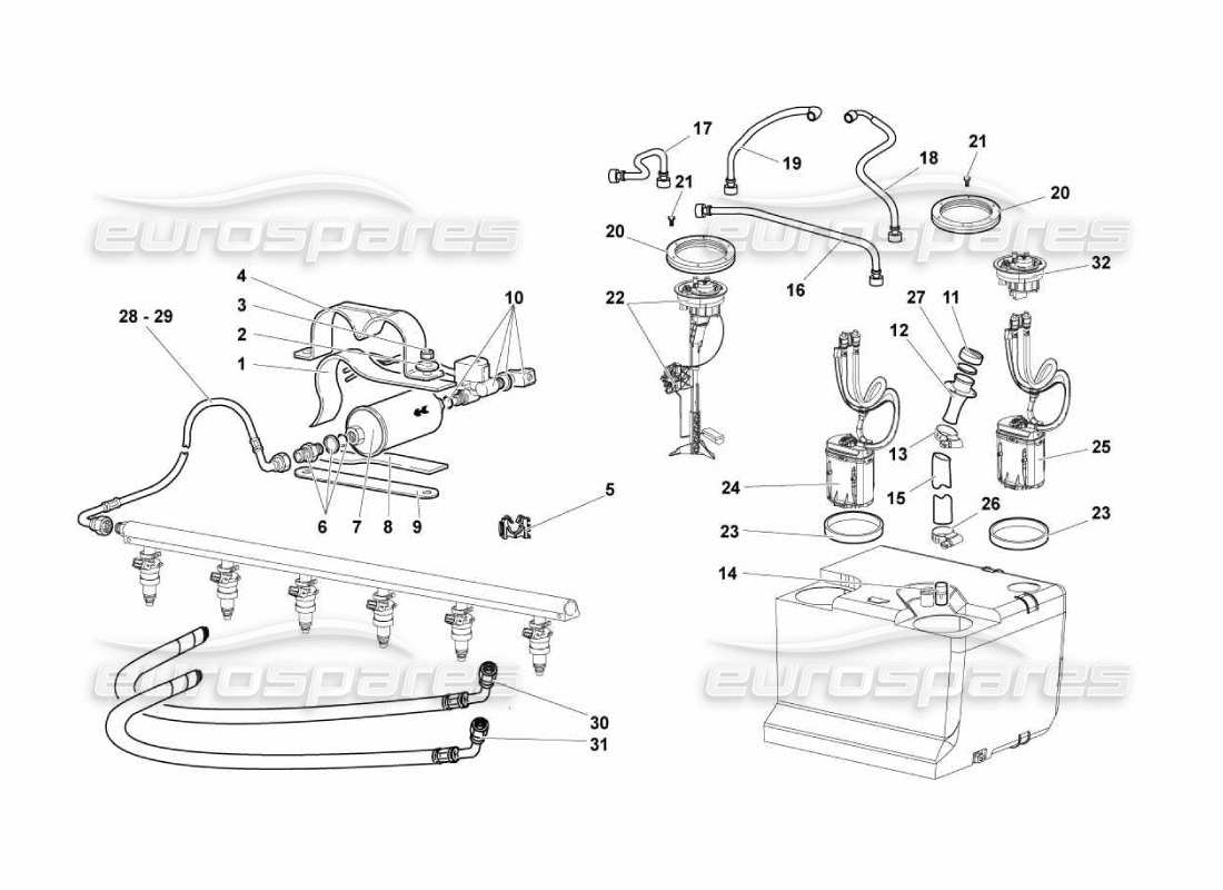 lamborghini murcielago lp670 sistema di alimentazione carburante diagramma delle parti